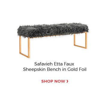 Safavieh etta faux sheepskin bench in gold foil.shop now