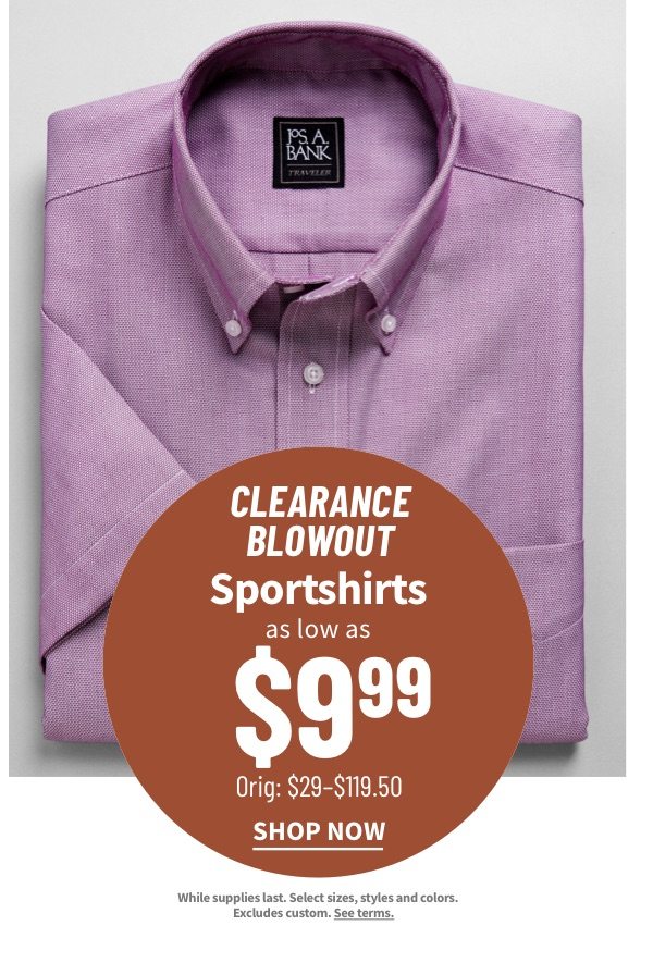 Clearance Sportshirts as low as $9.99