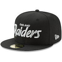 Men's Oakland Raiders New Era Black Script Logo Omaha 59FIFTY Fitted Hat