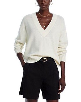 Cashmere Drop Shoulder V Neck Sweater - Exclusive