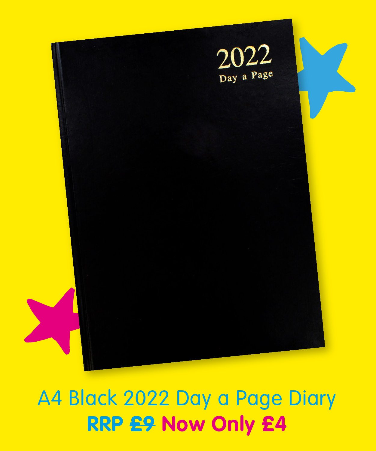 A4 Black 2022 Day a Page Diary