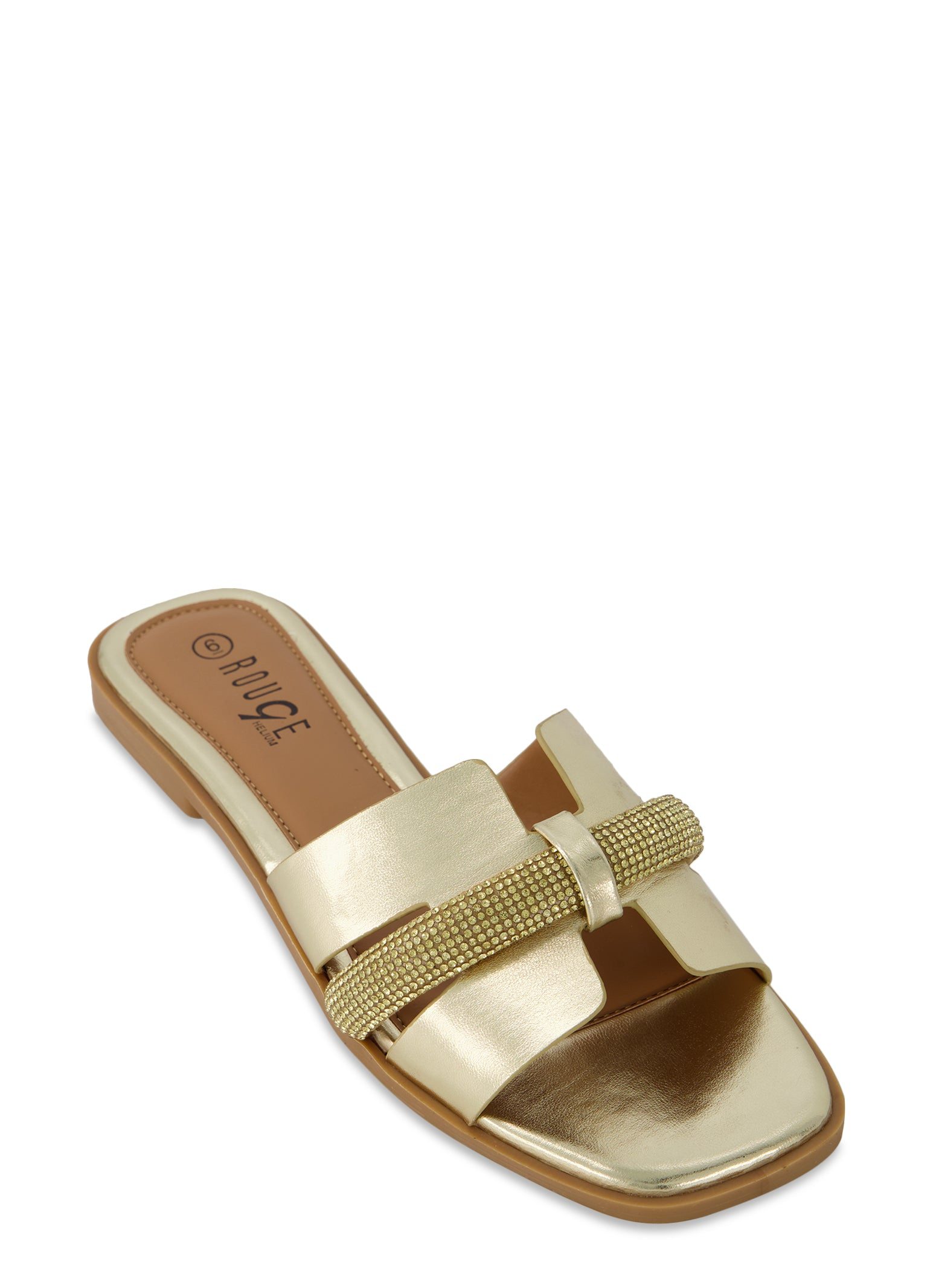 Rhinestone Band Flat Sandals
