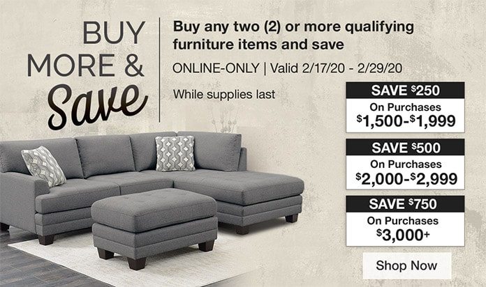 Buy More and Save on Select Furniture. While Supplies Last. Shop Now.