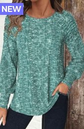 Green Long Sleeve Round Neck T Shirt