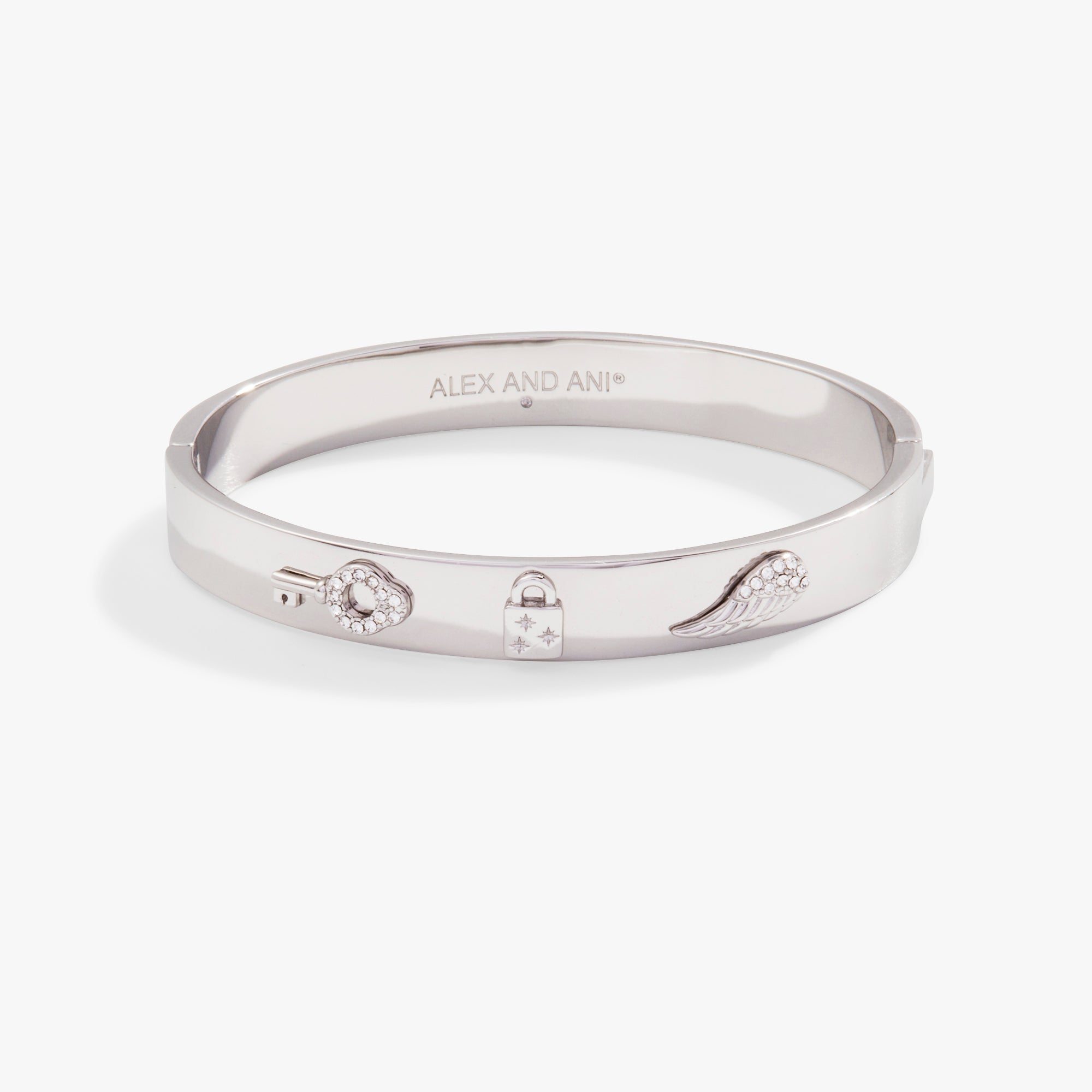 Image of Pavé Lock + Key Hinge Bangle Bracelet