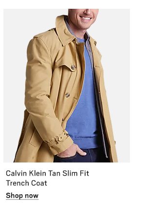 Calvin Klein Tan Slim Fit Trench Coat - Shop now