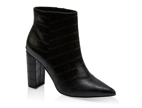 Side Zip Pointed Toe Block Heel Booties