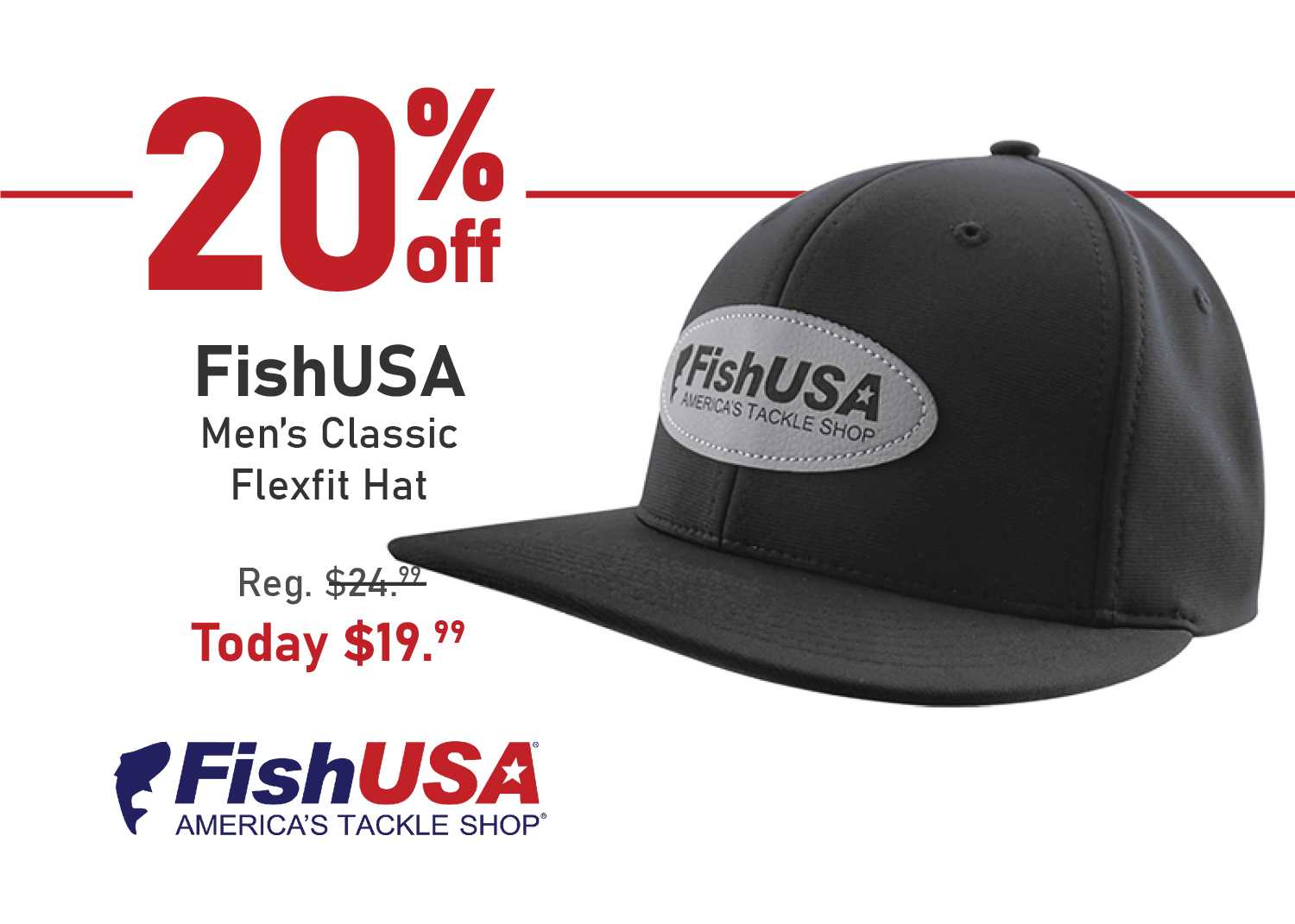Save 20% on the FishUSA Men's Classic Flexfit Hat