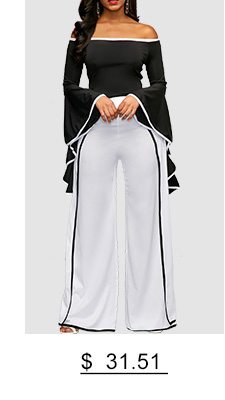 Contrast Binding Flare Sleeve Bardot Jumpsuit