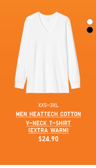 MEN HEATTECH COTTON V-NECK T-SHIRT (EXTRA WARM)