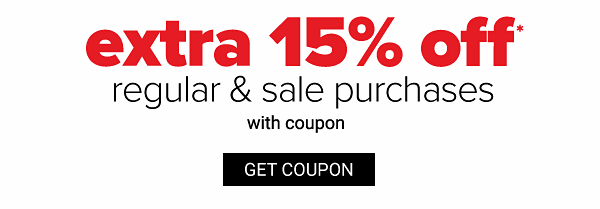 Extra 15% off Regular & Sale Purchases with Coupon - Get Coupon