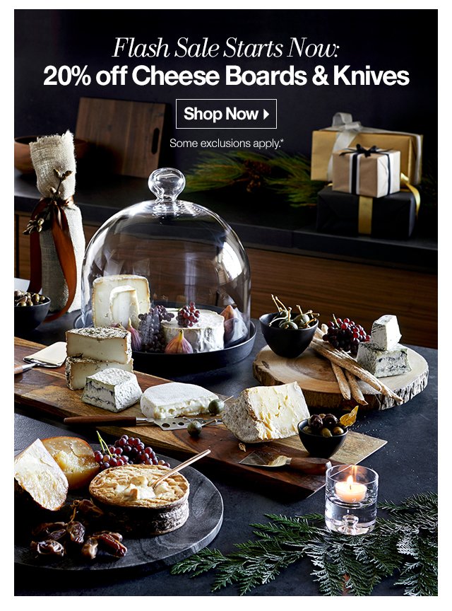 Flash Sale Starts Now: 20% off Cheese Boards & Knives