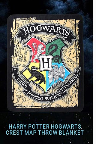 Hogwarts Crest Map Throw Blanket