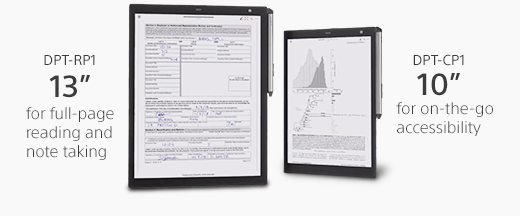 DPT-RP1 13" for full-page reading and note taking | DPT-CP1 10" for on-the-go accessibility