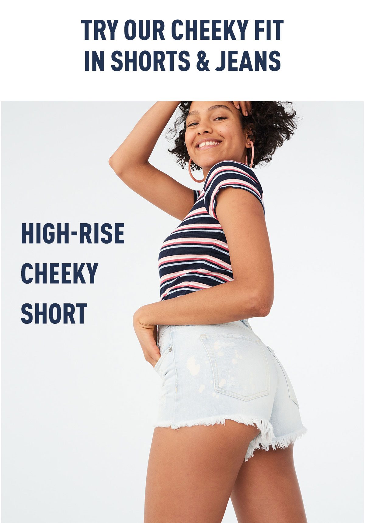 High-Waisted Cheeky Denim Shorts