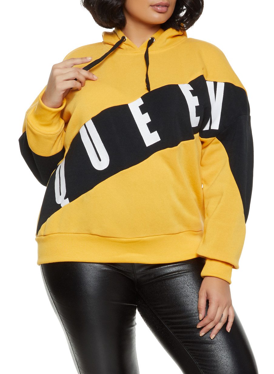 Plus Size Queen Color Block Sweatshirt