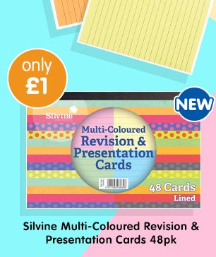 Silvine Multi-Coloured Revision & Presentation Cards 48pk