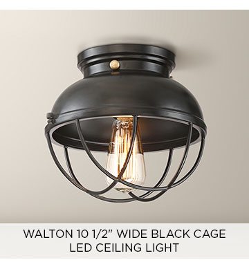 Walton 10 1/2" Wide Black Cage LED Ceiling Light