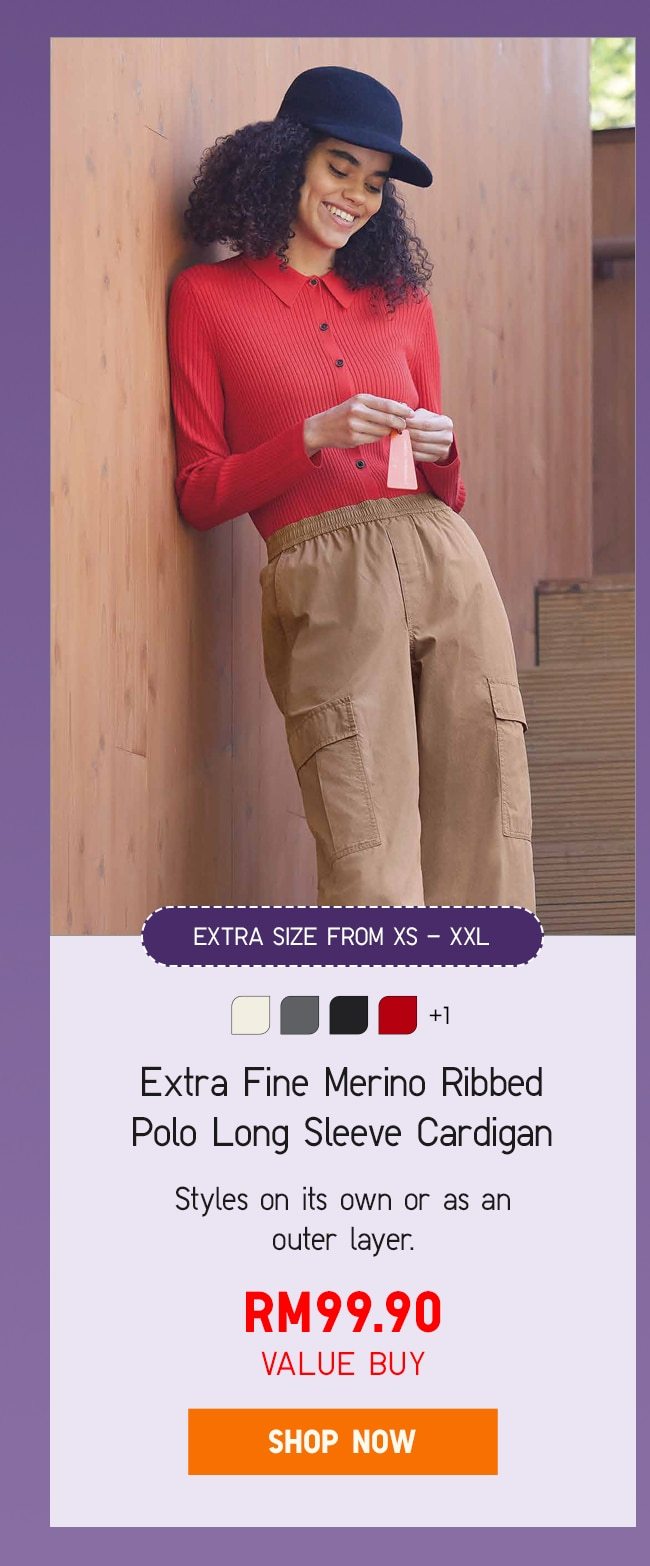 Extra Fine Merino Ribbed Polo Long Sleeve Cardigan