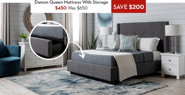 Damon Queen Bed With Storage CLEARANCE $450 Was: $650