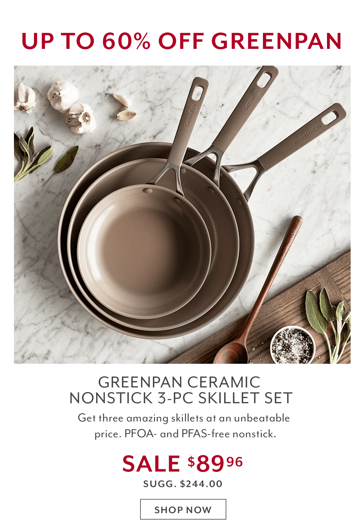 Greenpan Ceramic Nonstick 3-PC Skillet Set