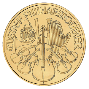 1 oz Austrian Philharmonic Gold Coin (Common Date) Front