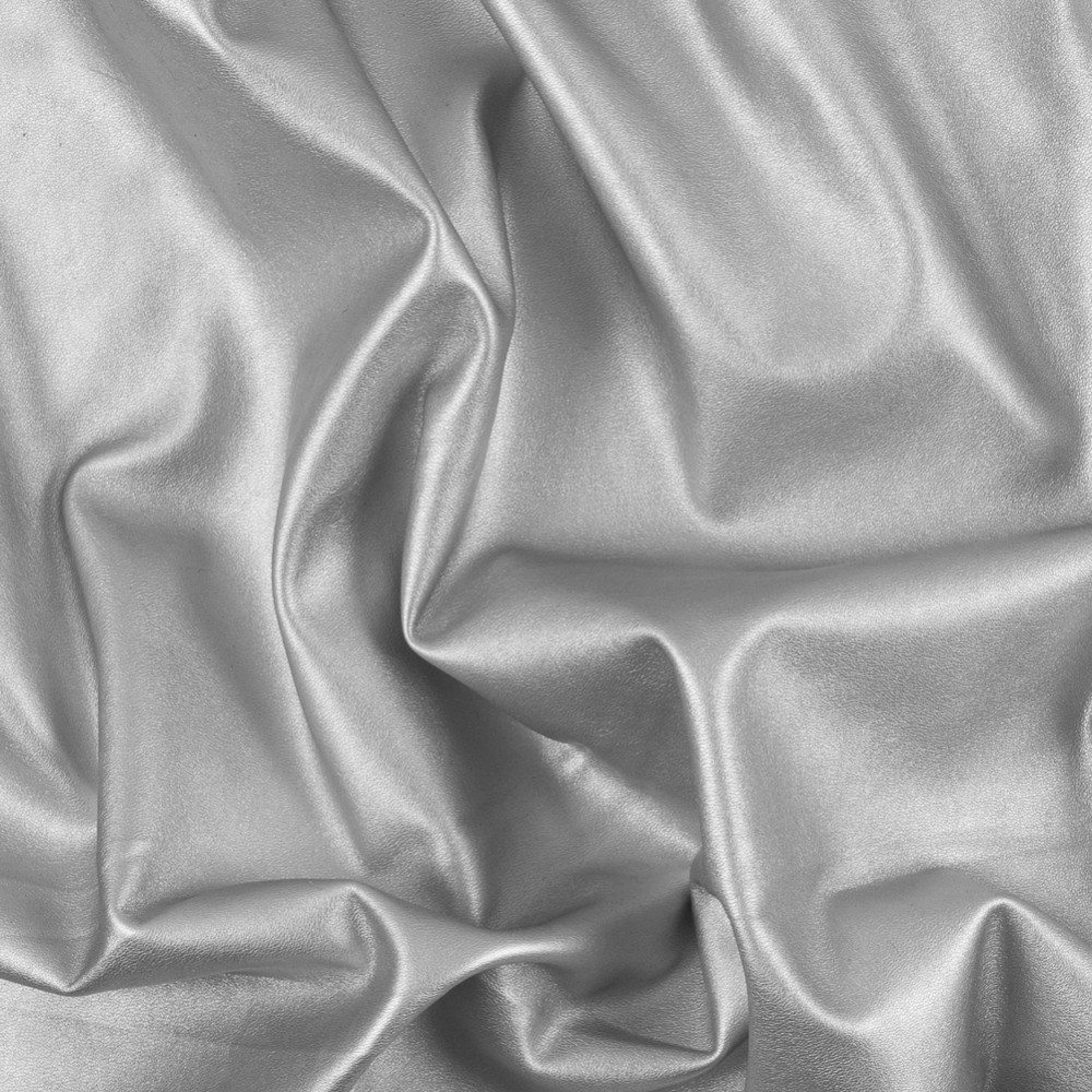 311408-SWATCH: Metallic Silver Stretch Faux Leather/Vinyl