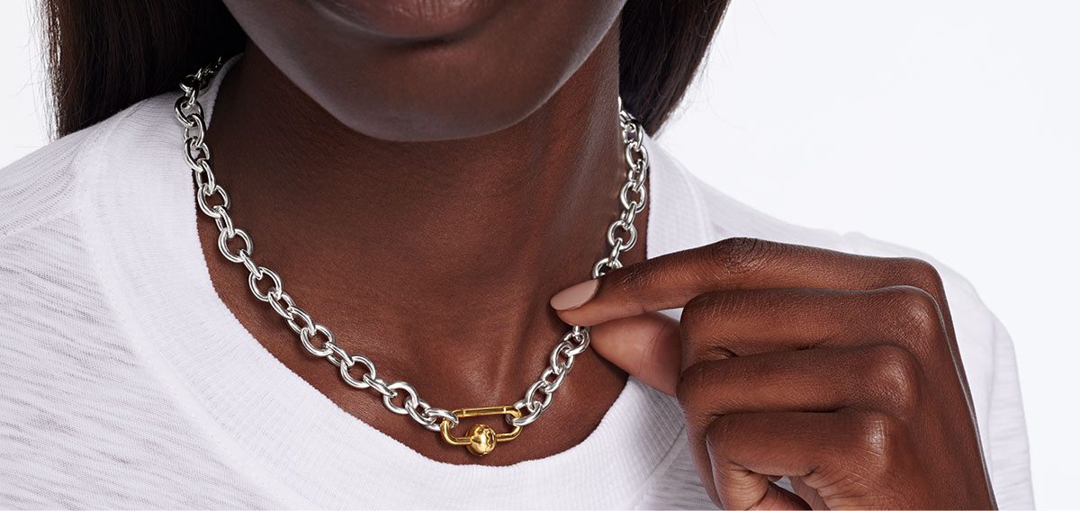 Womens Sphere Lock Necklace