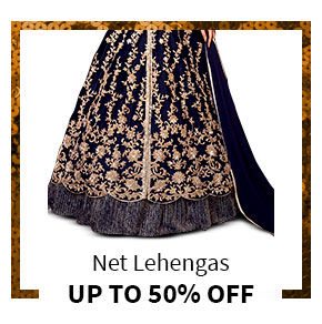 Net Lehengas Up to 50%. Shop!