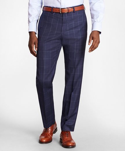 BrooksGate™ Regent-Fit Windowpane Wool Twill Suit Pants