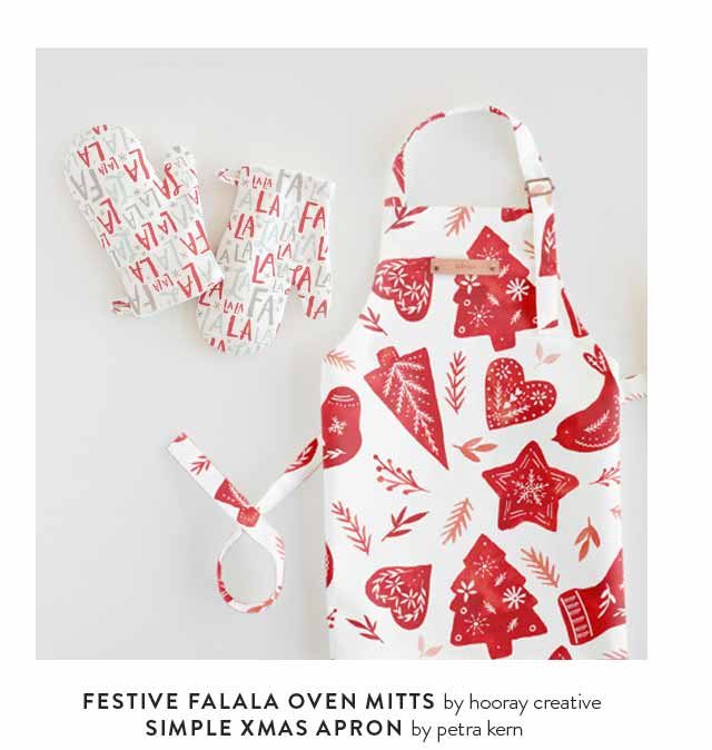 Festive Falala Oven Mitts, Simple Xmas Aprons