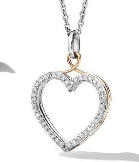 Sterling Silver & Rose Gold Diamond Necklace