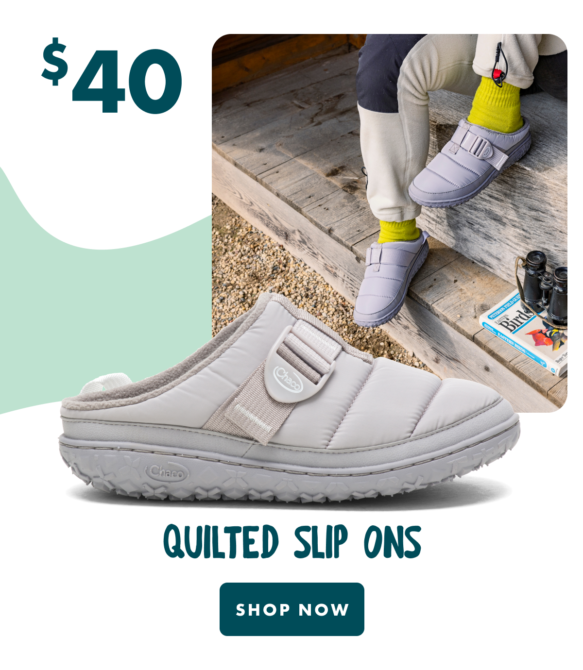 $40 QUILTED SLIP ONS - SHOP NOW