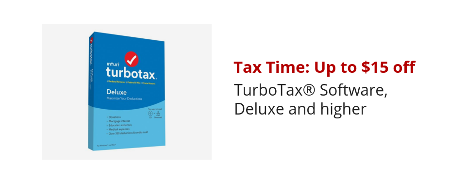 Save up to $15 off Deluxe and Higher TurboTax Software