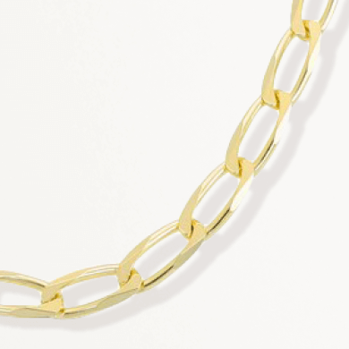 Solid Oval Link Curb Chain Necklace 10K Yellow Gold 18''