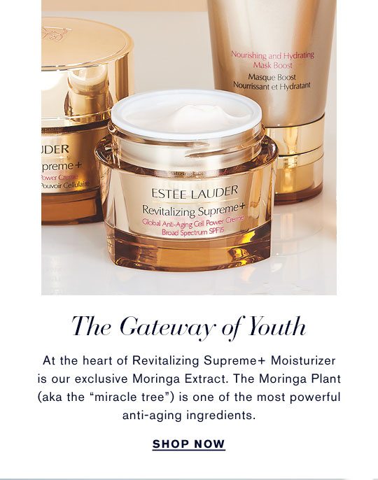 The Gateway of Youth. At the heart of Revitalizing Supreme+ Moisturizer is our exclusive Moringa Extract. The Moringa Plant (aka the miracle tree) is one of the most powerful anti-aging ingredients.