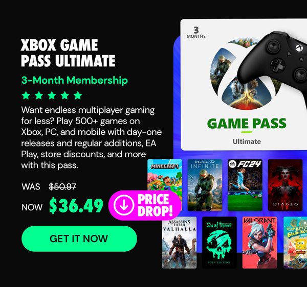 Xbox Game Pass Ultimate: 3-Month Membership - Stackable & Global - (Xbox Series X/S, Xbox One, Windows - Digital Code) - Final Sale