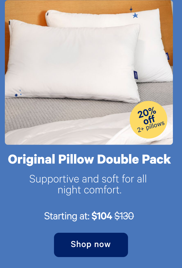 Original Pillow Double Pack; Supportive and soft, designed to cradle and support all night long.