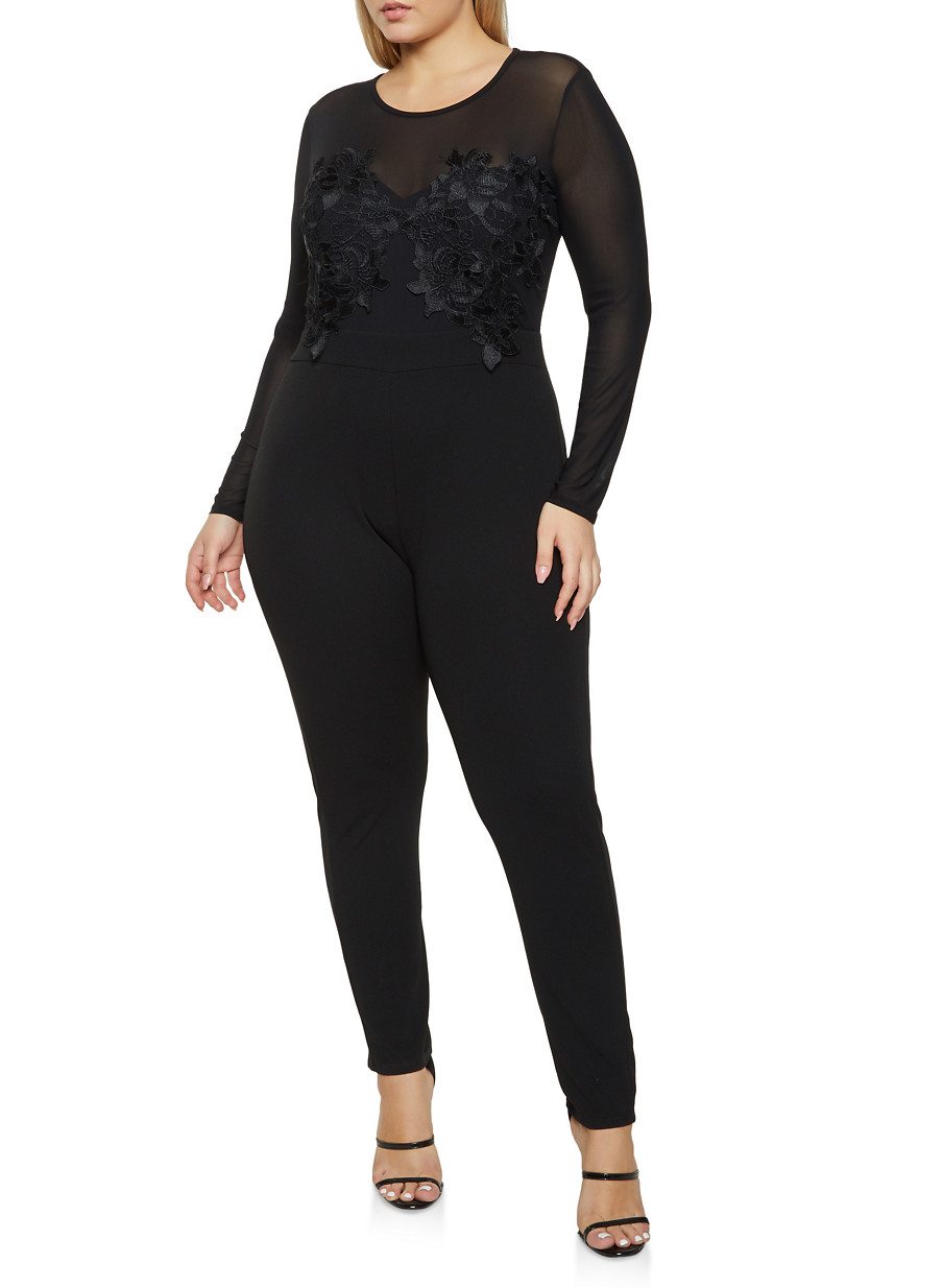 Plus Size Crochet Detail Jumpsuit