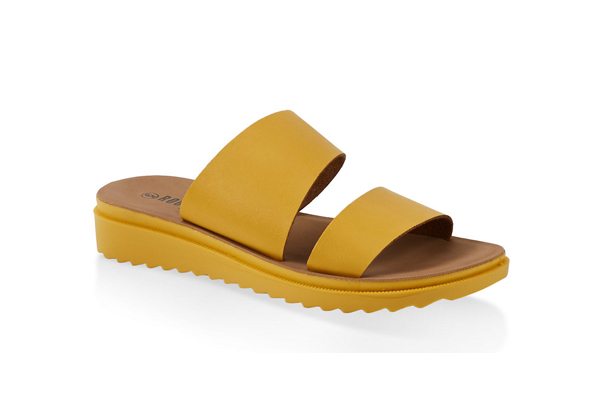 Two Band Platform Slide Sandals