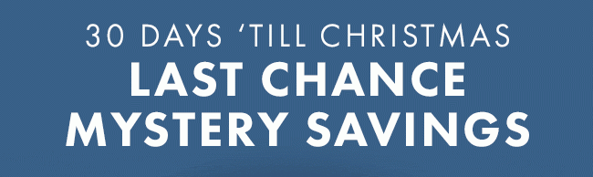 30 Days 'Till Christmas. Last Chance Mystery Savings