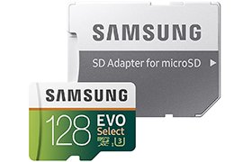 128GB Samsung EVO Select Up to 100MB/s Class 10 (U3) microSD Memory Card w/ SD Adapter