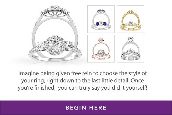 Imagine being given free rein to customize the style of your ring, right down to the last little detail. Once you're finished, you can truly say you did it yourself! Begin Here