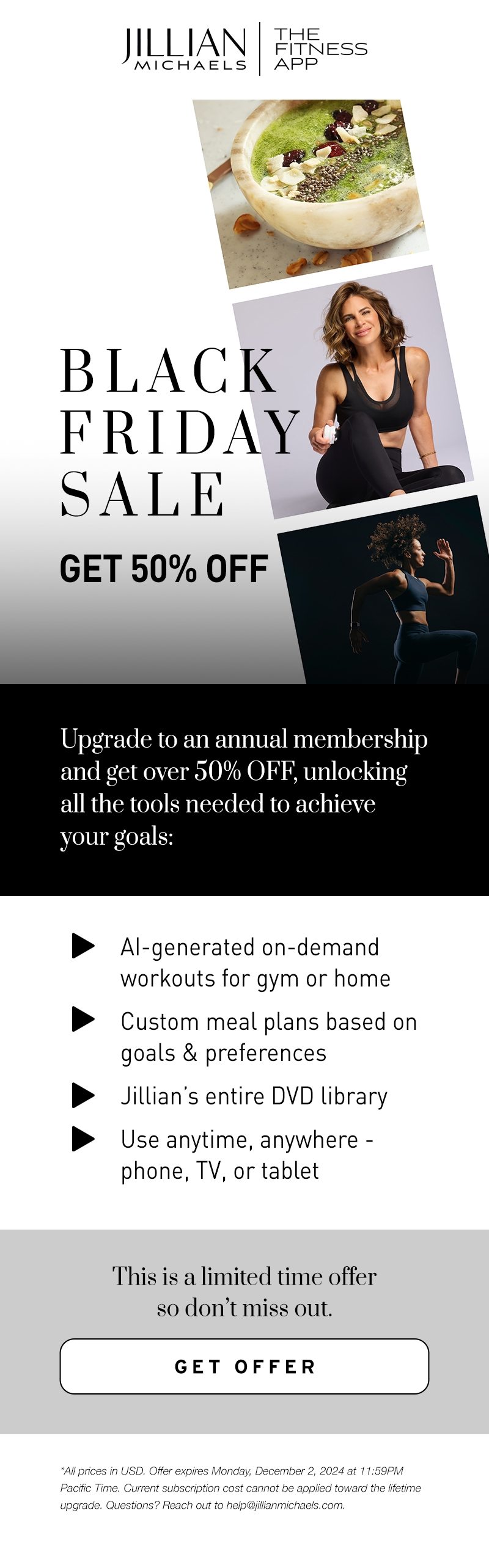 Jillian Michaels Newsletter - Black Friday Sale