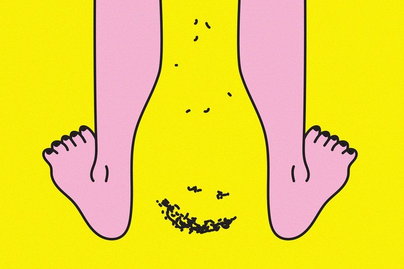 illustration of falling hair making a smiley face