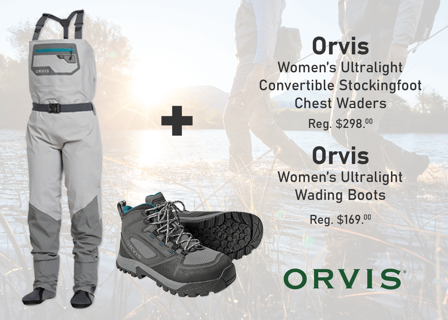 Orvis Women's Ultralight Convertible Stockingfoot Chest Waders + Orvis Women's Ultralight Wading Boots 