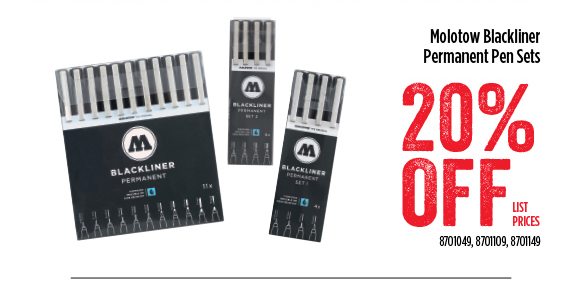 Molotow Blackliner Permanent Pen Sets - 20% off list prices