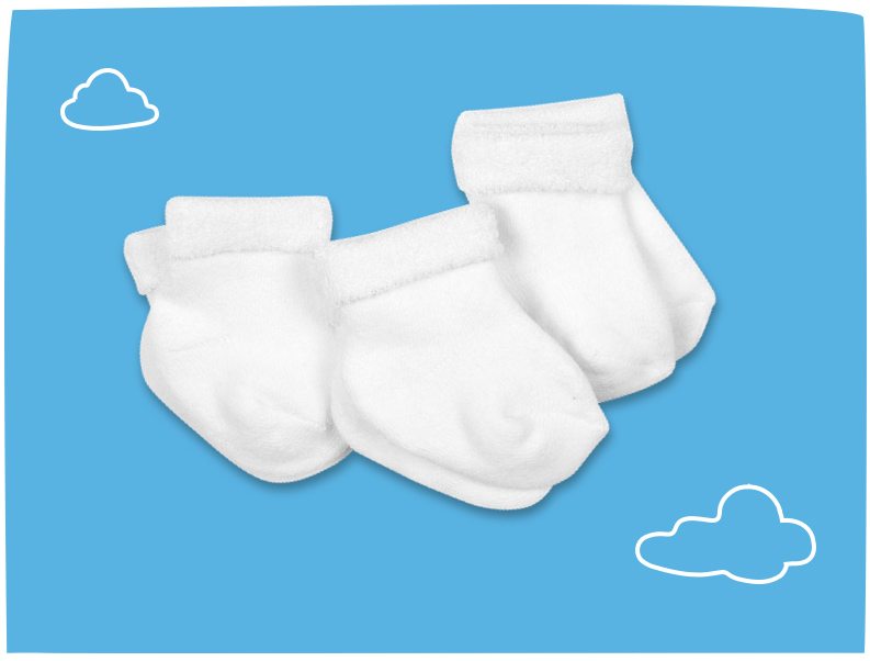 Stay-Put Socks. Cozy terry cotton keeps baby’s toes toasty, while soft elastic around the ankle keeps them in place.