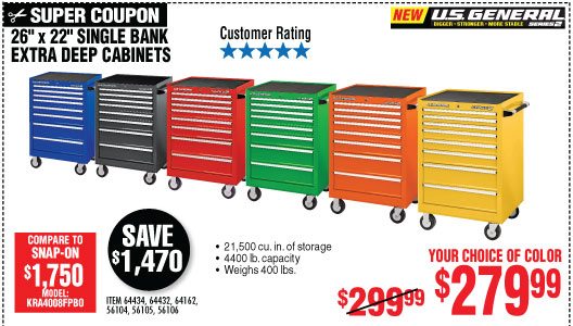 View 26 in. x 22 In. Single Bank Green Roller Cabinet
