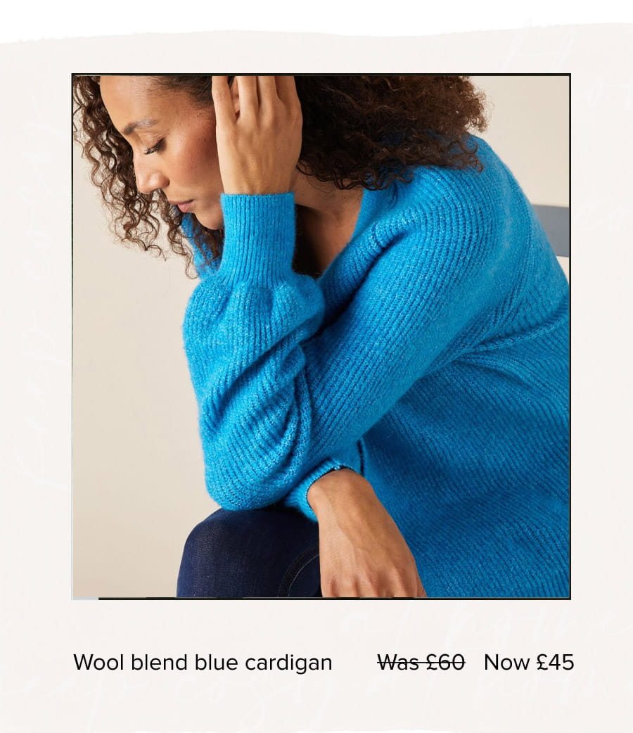 Cosy knit cardigan in wool blend blue